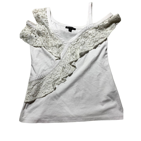 Top Femme INC International Concepts - Blanc à Motifs Floraux Et Rayures - Taille XL - Neuf Avec étiquettes (petits Défauts)